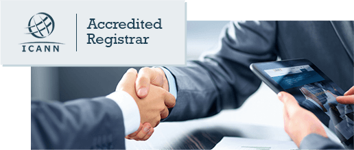 Image showing hand-shake confirming 101domain accredited registrar since 1999