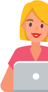 Illustration showing woman with laptop