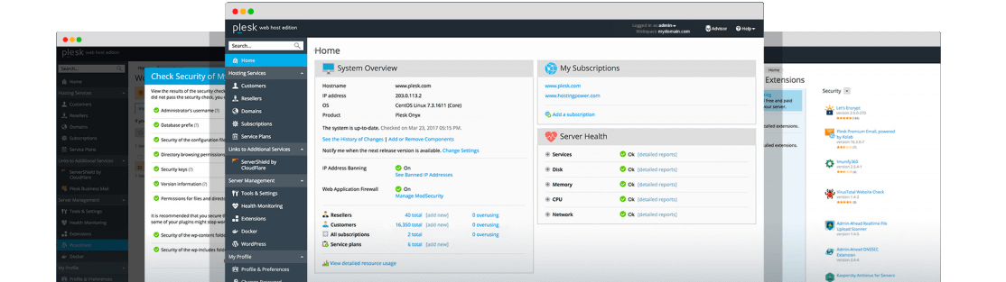 Cloud hosting is powered by Plesk Onyx