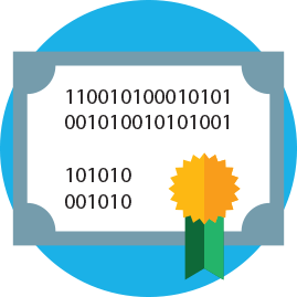 Illustration of certificate with binary numbers