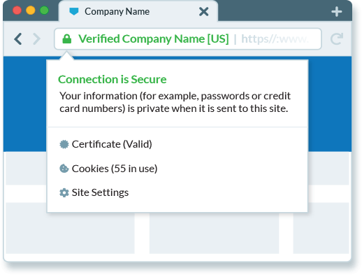 Illustration of browser showing secured connection