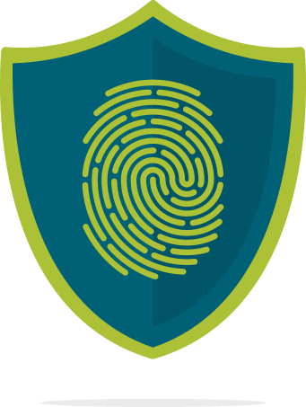 Graphic depicting a shield with a thumb print