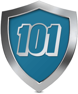 Shield with '101' emblazoned on it
