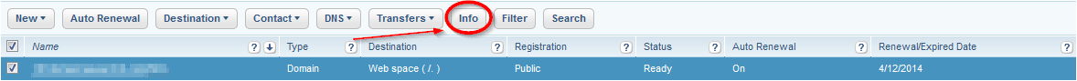 1&1 select domain name to transfer