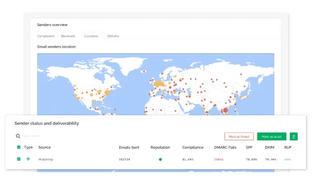 Screenshot of DMARC settings