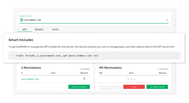 Screenshot of DMARC settings