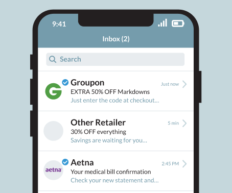 Example of Gmail on a mobile phone