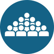 Illustration of pyramid-shaped rows of user icons