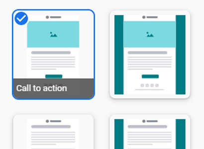 Design your email through Gmail's provided templates and customize