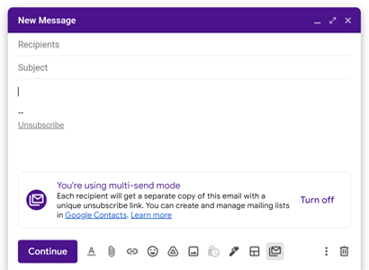 Choose your audience with multi-send mode turned on