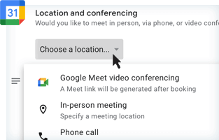 Screenshot of setting location choices
