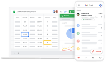 Screenshot of Google Workspace interface on different devices